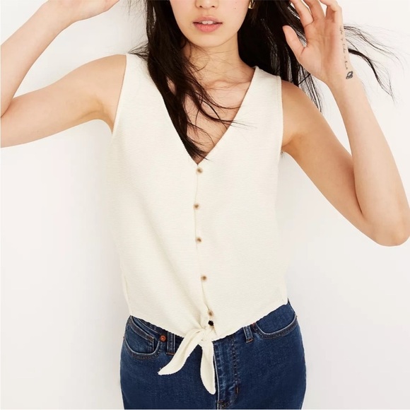 Madewell Texture & Thread Button-Front Tie Tank Top XS - Picture 1 of 9